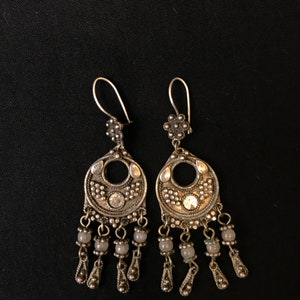 Vintage uzbek silver earring jewelry, handmade woman silver earrings, ethnic tribal unique earring, boho style earrings