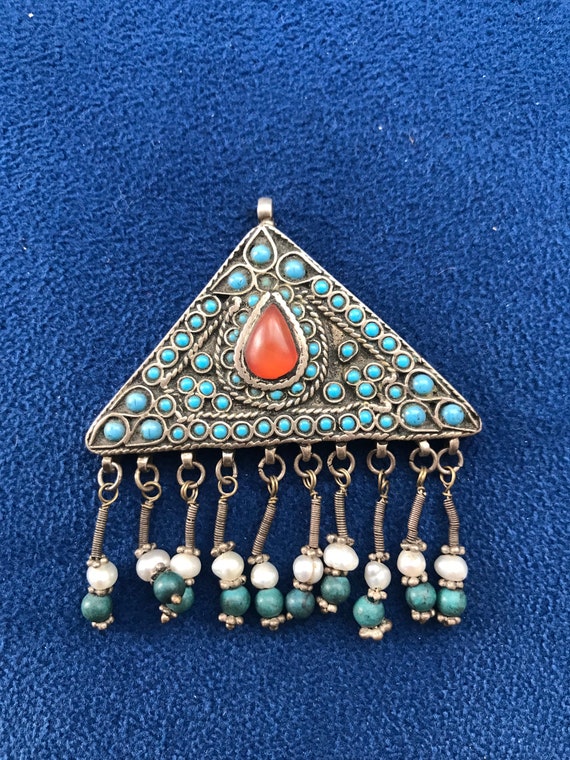Vintage uzbek silver necklace jewelry, handmade w… - image 2