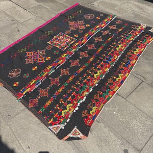 Vintage Kuchi Handmade Bedcover, Hanging Wall Textile, Home Decoration, Hand Embroidery Patterns  Textiles, Throwing textiles
