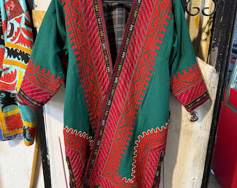 Turkmen handmade Velvet Coat Caftan, turkoman robe clothes costume, vintage ethnic asian jacket