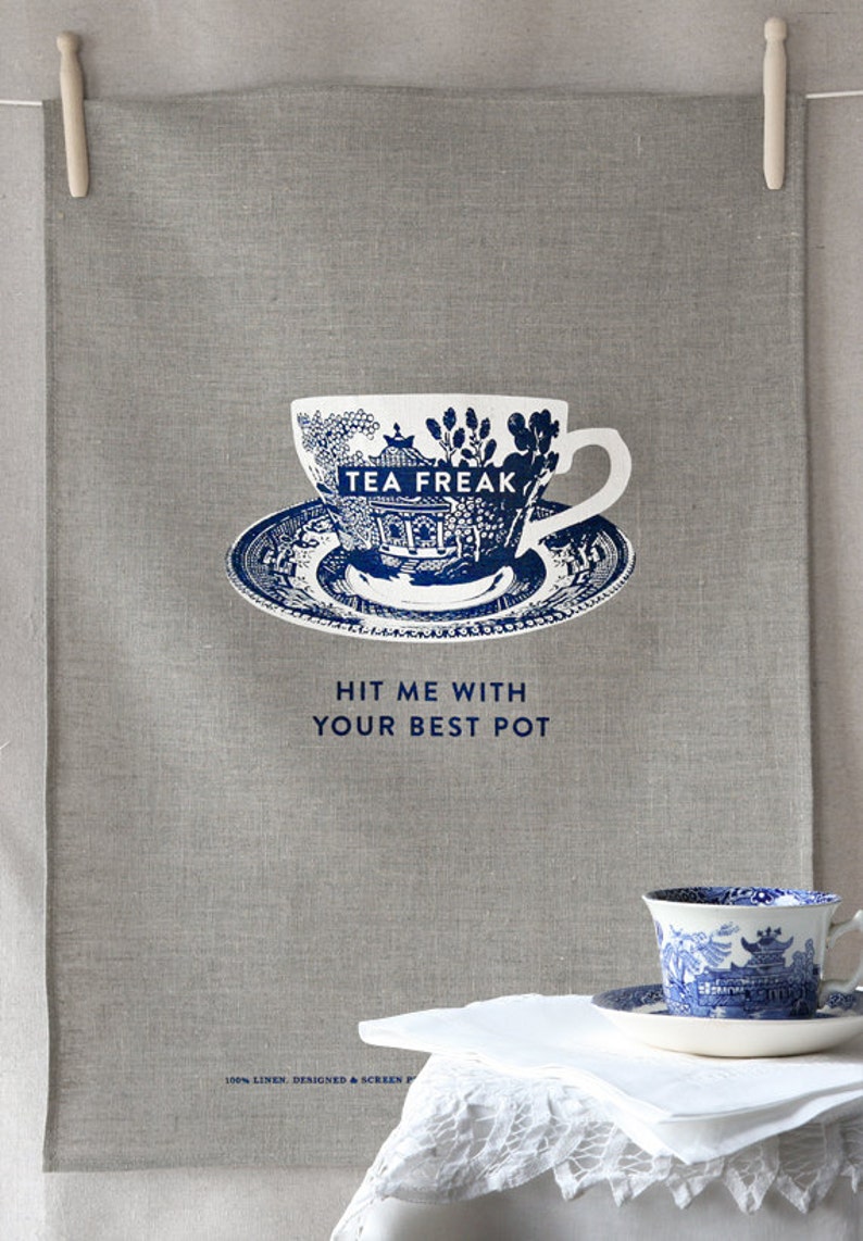 tea freak linen tea towel image 1