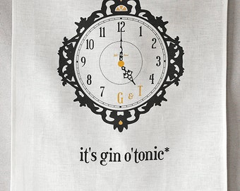gin o'tonic linen tea towel