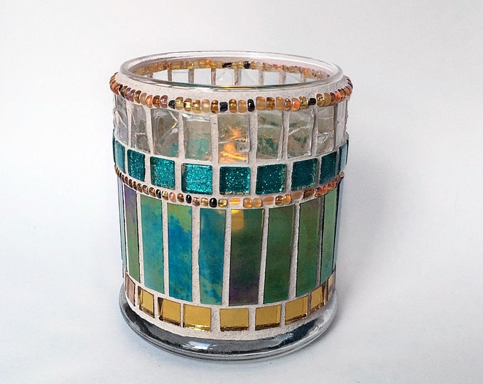 Mosaic Candle Holder Glass Mosaic Votive Home Decor Lighting Etsy