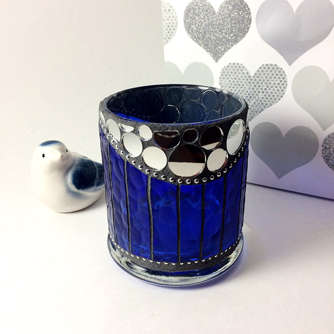 Mosaic Glass Votive Candle Holder Centerpiece Valentine's Etsy