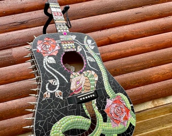 ギター Mosaic China Cat Sunflower Mosaic Guitar by Emily Dwan — EMILY DWAN