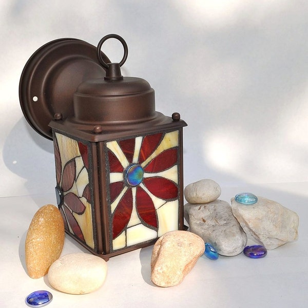 Stained Glass Mosaic Porch Light, outdoor light, flower design