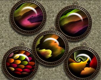 Fractal Art - Set 4 Rainbow – Digital Design - 20 Buttons print. 300 DPI