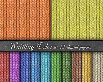 Digital Paper, knitting colors, 300 dpi, 12" x 12"