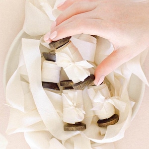 Soft White Silk Ribbon: Hand-Dyed Wedding Invitation Ribbon