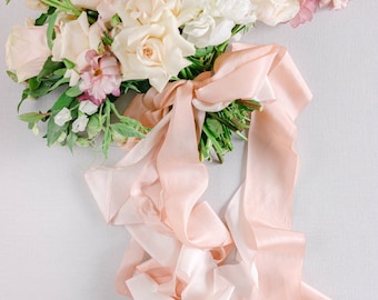 PINK RIBBON - Pink Silk Bouquet Ribbon - Pink Invitation Ribbon - Wedding Ribbon