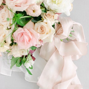 LIGHT PINK Silk Ribbon Pink Wedding Bouquet Ribbon Bridal Styling Ribbon image 7