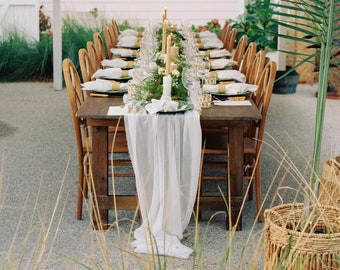 GAUZY Table Runner - Sheer Linen Runner - Wedding Linens - White Gauze Table Linen - Wedding Table Decor