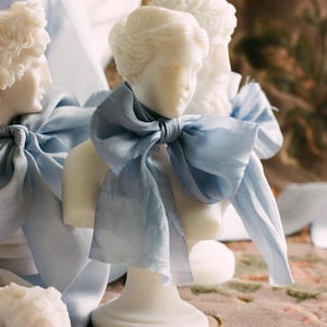 Hand dyed French blue silk ribbon for bridal details and luxury wedding invitations