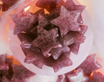 Star Worry Stone Crystal - Strawberry Quartz - Heart Chakra Crystal