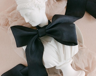 Midnight Black Silk Ribbon: Hand-Dyed Luxury Ribbon