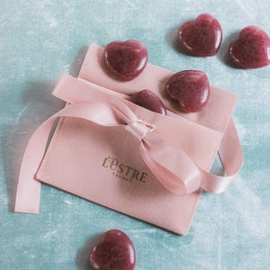 Strawberry quartz heart worry stones