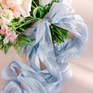 French blue silk ribbon for wedding bouquets and luxury invitation suites