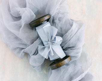 French Blue Silk Ribbon: Hand-Dyed Bouquet Ribbon