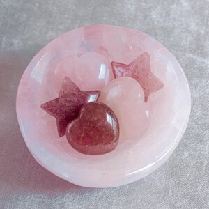 healing crystal gift set with rose quartz crystal hearts and stars
