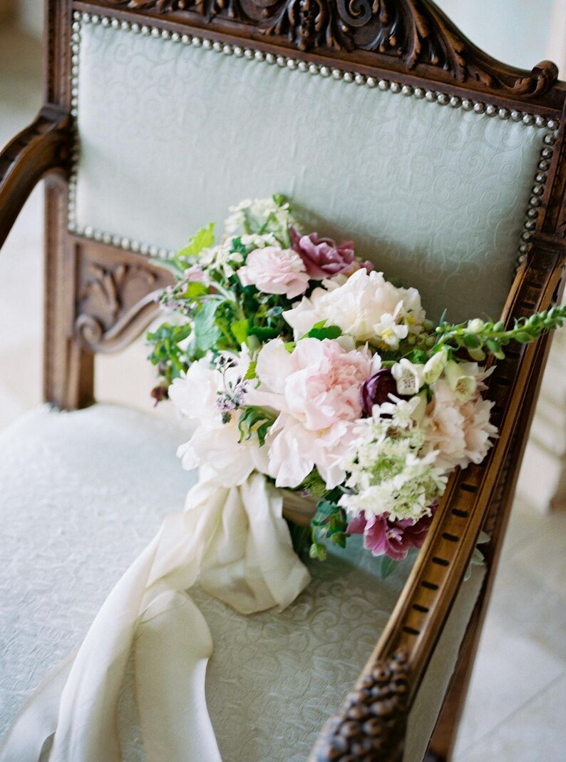 Wedding Bouquet White Silk Ribbon