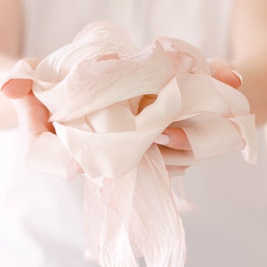 LIGHT PINK Silk Ribbon Pink Wedding Bouquet Ribbon Bridal Styling Ribbon image 9