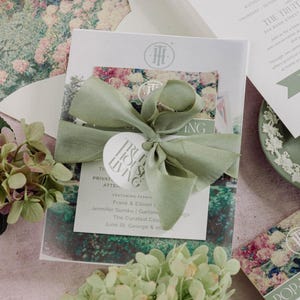 Hand Dyed Sage Green Silk Ribbon - Luxury Wedding & Invitations