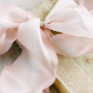 LIGHT PINK Silk Ribbon Pink Wedding Bouquet Ribbon Bridal Styling Ribbon image 6