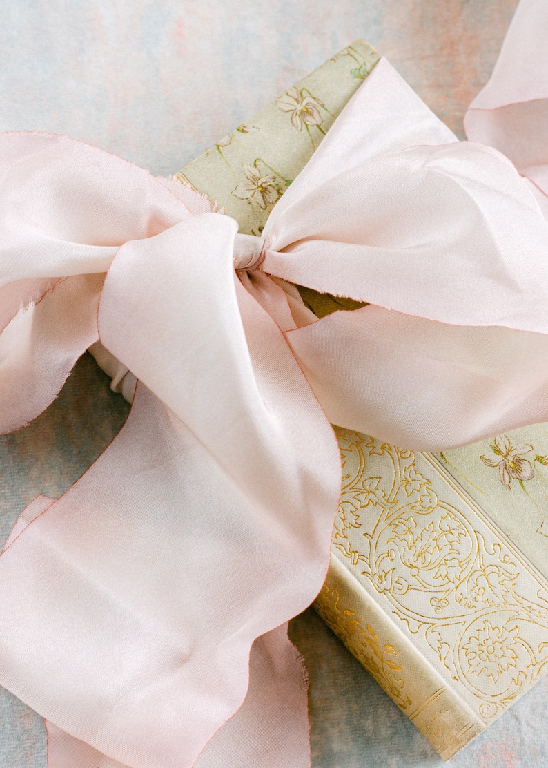 LIGHT PINK Silk Ribbon Pink Wedding Bouquet Ribbon Bridal Styling Ribbon image 6