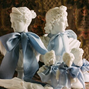 hand-dyed french blue silk ribbon for wedding invitations and gift wrapping