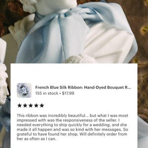 hand-dyed French blue silk ribbon for weddings and gift wrapping