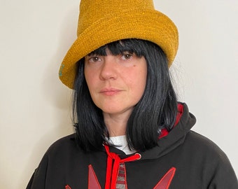 Yellow Wool bucket hat, unisex headwear, outdoors hat.