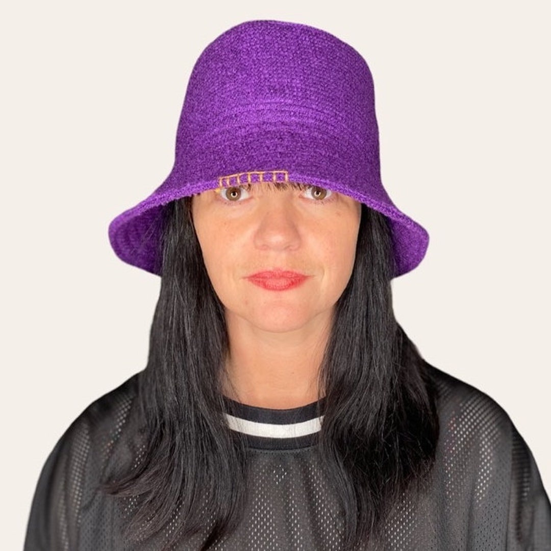 Winter Wool Bucket Hat Style Wide Brim Purple Hat Vintage Style Hat 1920s-style-men-s-hats-caps-straw-boater-bowler-fedora