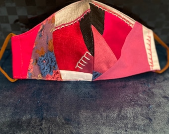 Patchwork mask coverings.