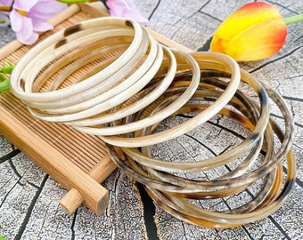 Full Handmade LUCKY Natural Horn Bracelet Set, Stacking Bracelet, Buffalo Horn Jewelry, Set Bracelets, Horn Bracelet Bangle, Best Gift