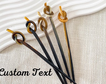 Personalized - Original Natural Buffalo Horn Hairpin Pin Stick, Simple Twisted Buffalo Horn Hair, Anti Static Hair Accessories, Horn Carving