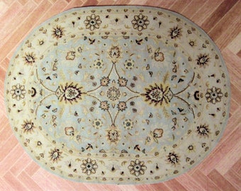 Dollhouse Miniature Floral Iron On Fabric Rug 1:12 Cream Oval Oriental Persian