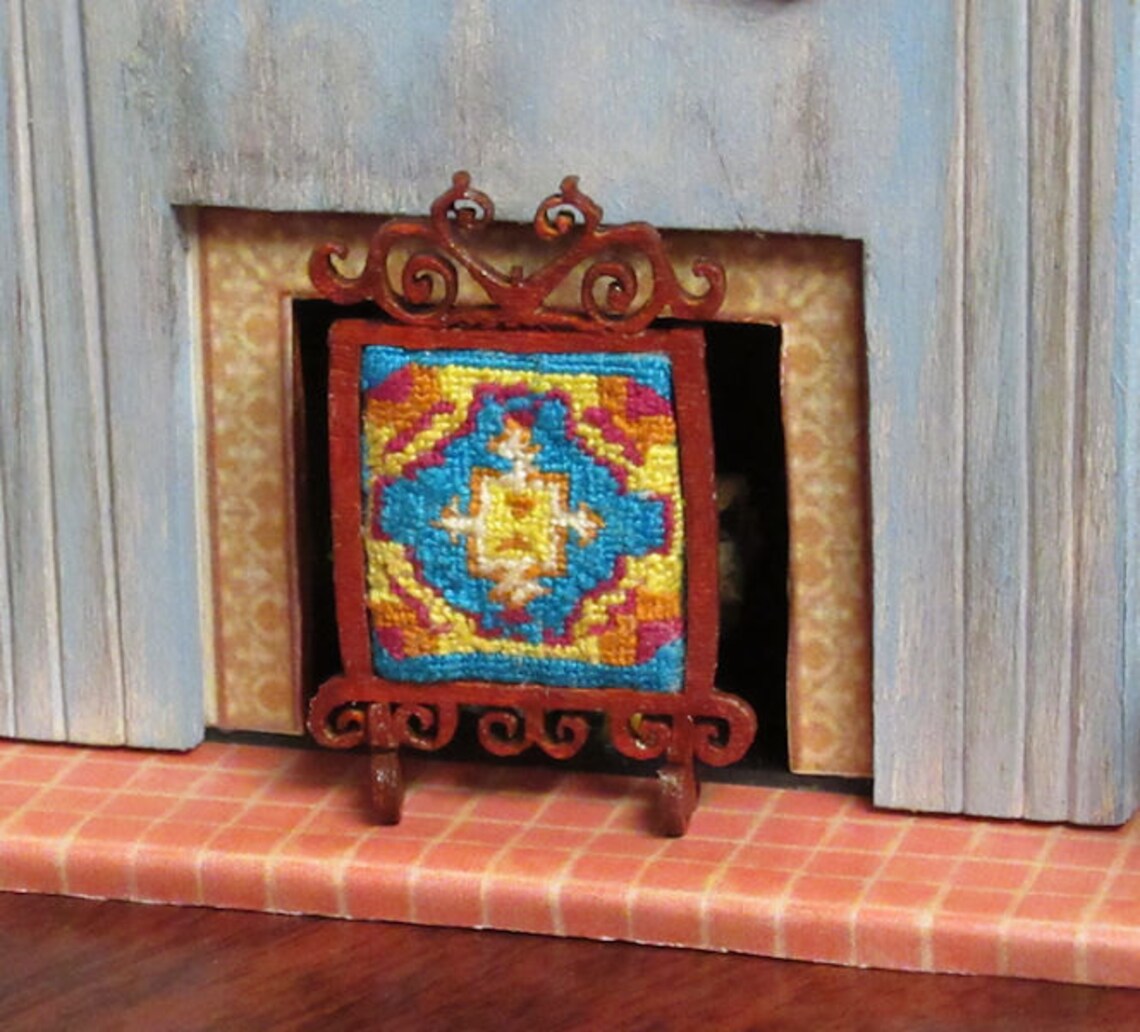 OOAK Needlepoint Fireplace Screen Caucasian Ganja 5 Color Etsy