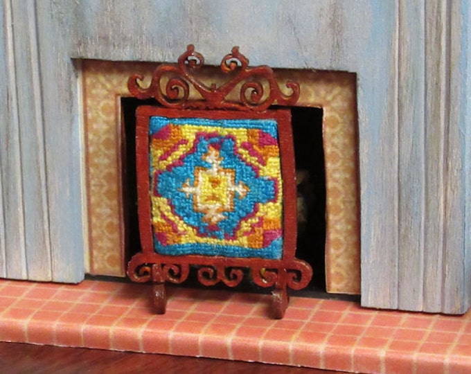 OOAK Needlepoint Fireplace Screen Caucasian Ganja 5 Color Etsy