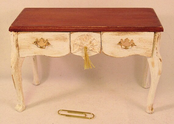 Miniature Queen Anne Antique Writing Desk 3 Opening Drawers Queen Anne Antique Writing Desk