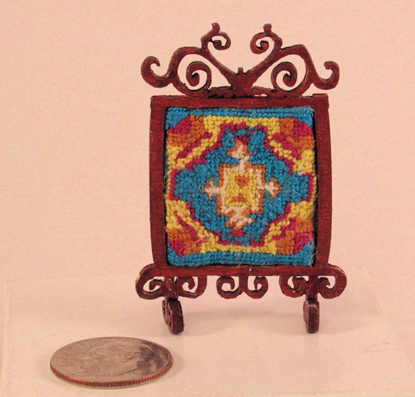 OOAK Needlepoint Fireplace Screen Caucasian Ganja 5 Color Etsy