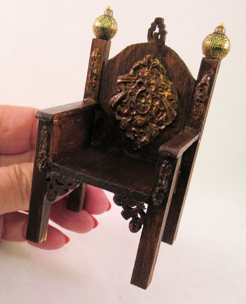Meval Tudor Or Gothic Dark Wooden Throne Chair Image 0