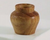 1 16 scale exquisite wooden vase turned from aged Chinese elm. Inside contoured like external. Dollhouse miniature. Artisan handmade USA.