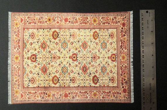 Miniature Room Sized Persian Oriental Rug Up To About 8 X10 Red Ivory Pink Red Or Burgundy 1 12 Dollhouse Miniature Handmade Usa