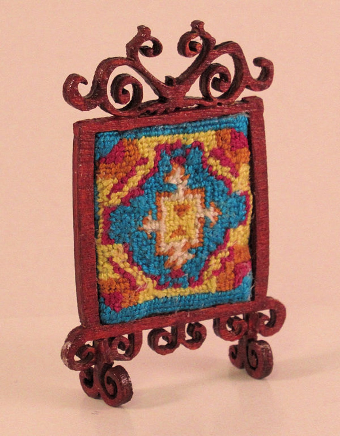 OOAK Needlepoint Fireplace Screen Caucasian Ganja 5 Color Etsy