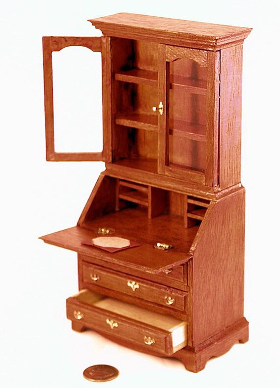 Miniature Chippendale Secretary Desk Cubby Holes 3 Working Etsy