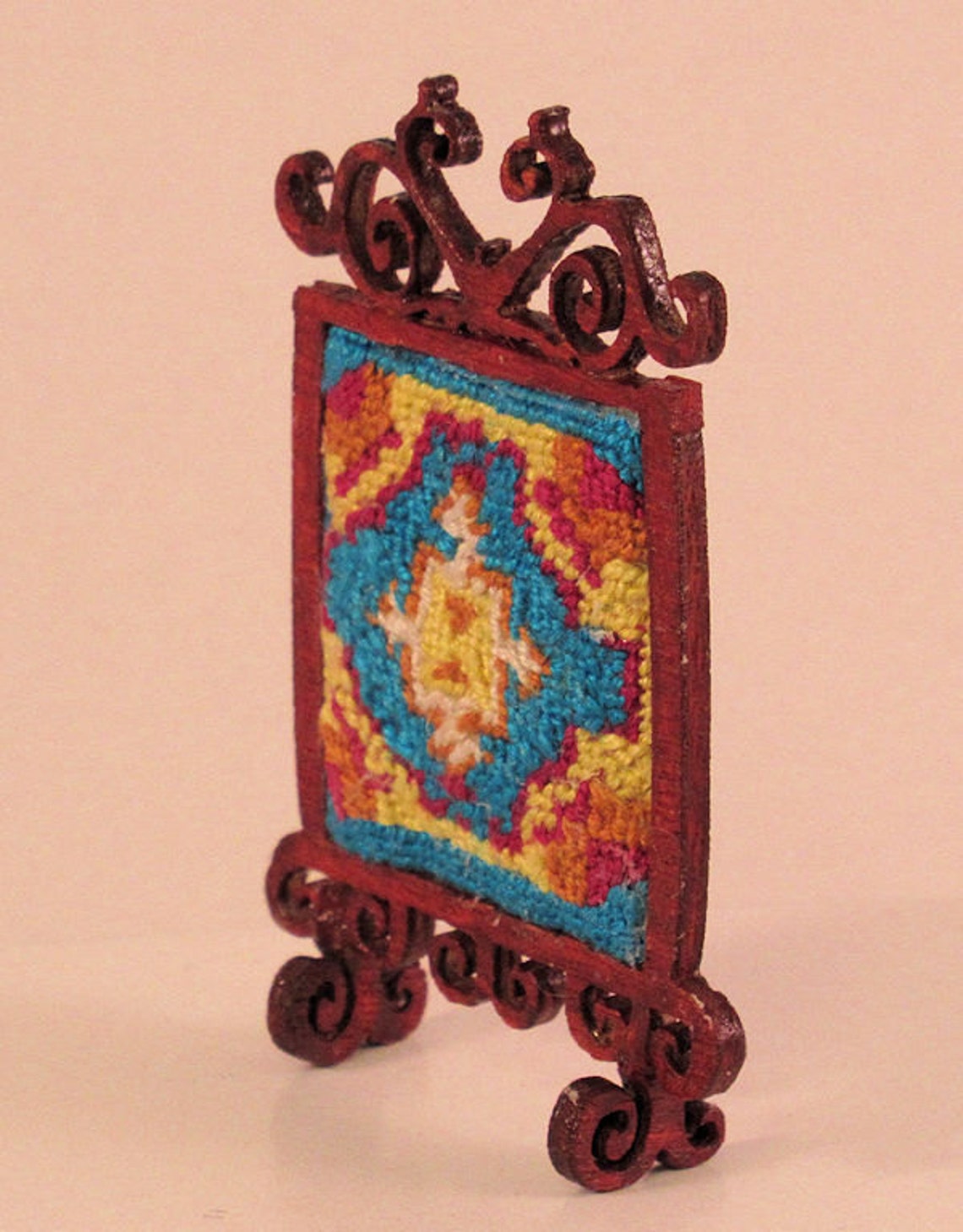 OOAK Needlepoint Fireplace Screen Caucasian Ganja 5 Color Etsy