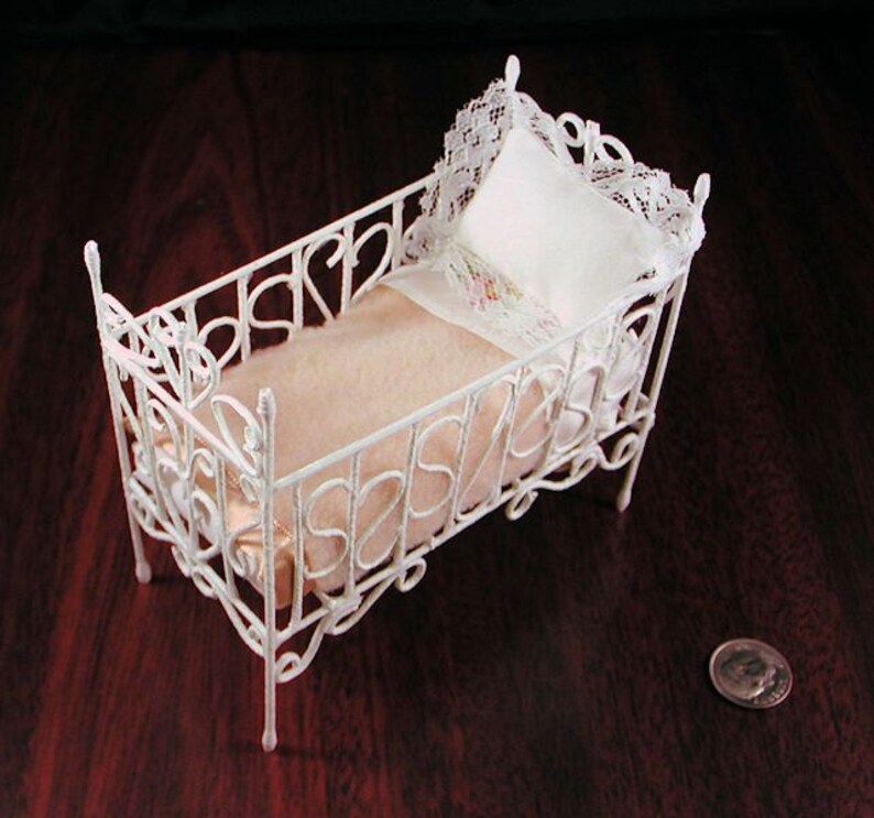 Dollhouse Crib 1 To 12 Scale Miniature White Wicker Cot Or Etsy