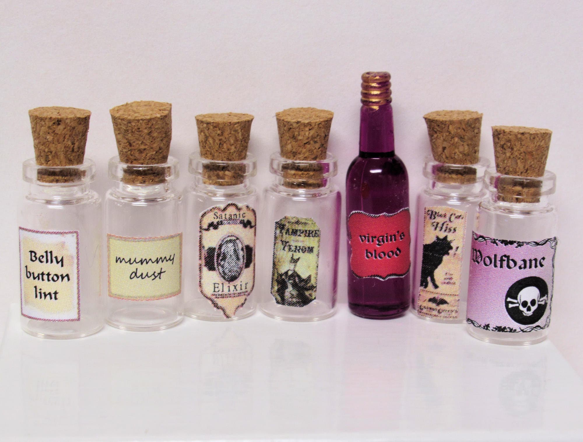 Set of 6 fillable 1 potion bottles &amp; 1 tall bottle. For | Etsy