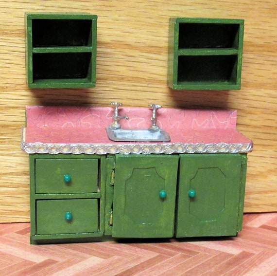 1 24 Scale Sink Hanging Cabinets Faucets Drain Faux Etsy