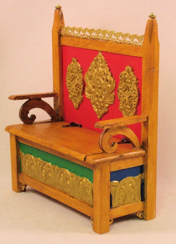 Medieval Gothic Oak Settle Bench Chest With Arm Rests Painted Etsy